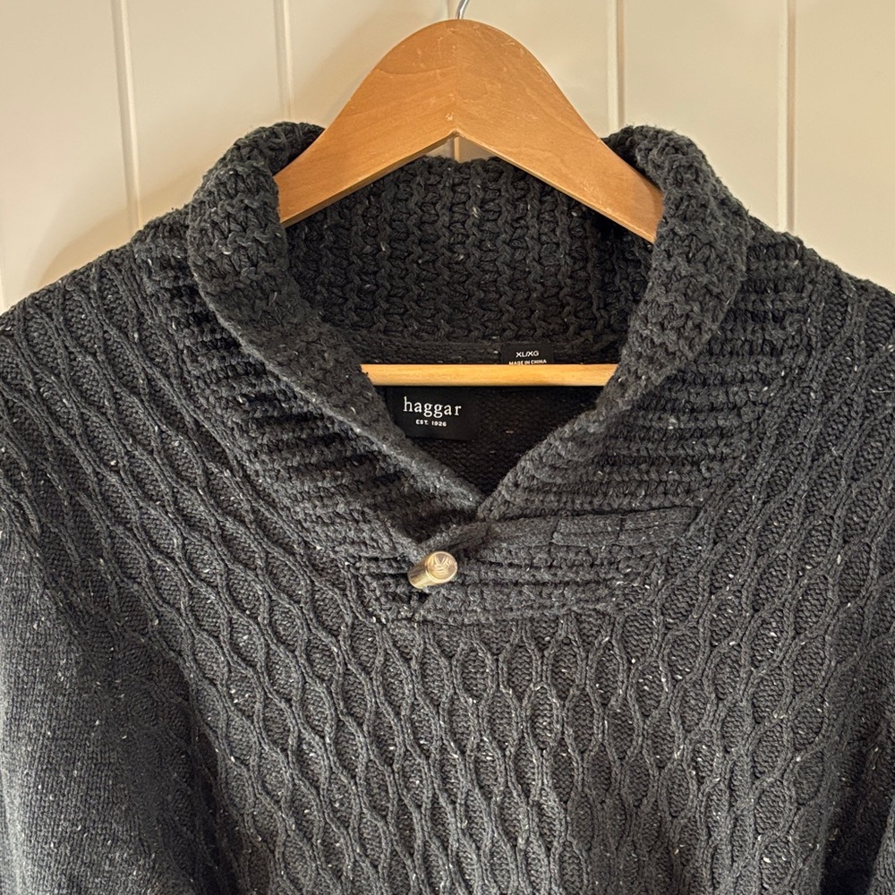 Haggar Men's Charcoal Cable Knit Sweater